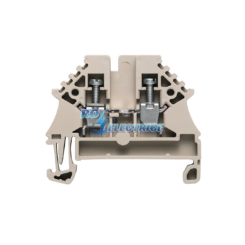 WDU 2.5N; W-Series, Feed-through terminal, Rated cross-section: 2.5 mm?, Screw connection, Direct mounting, Dark Beige
